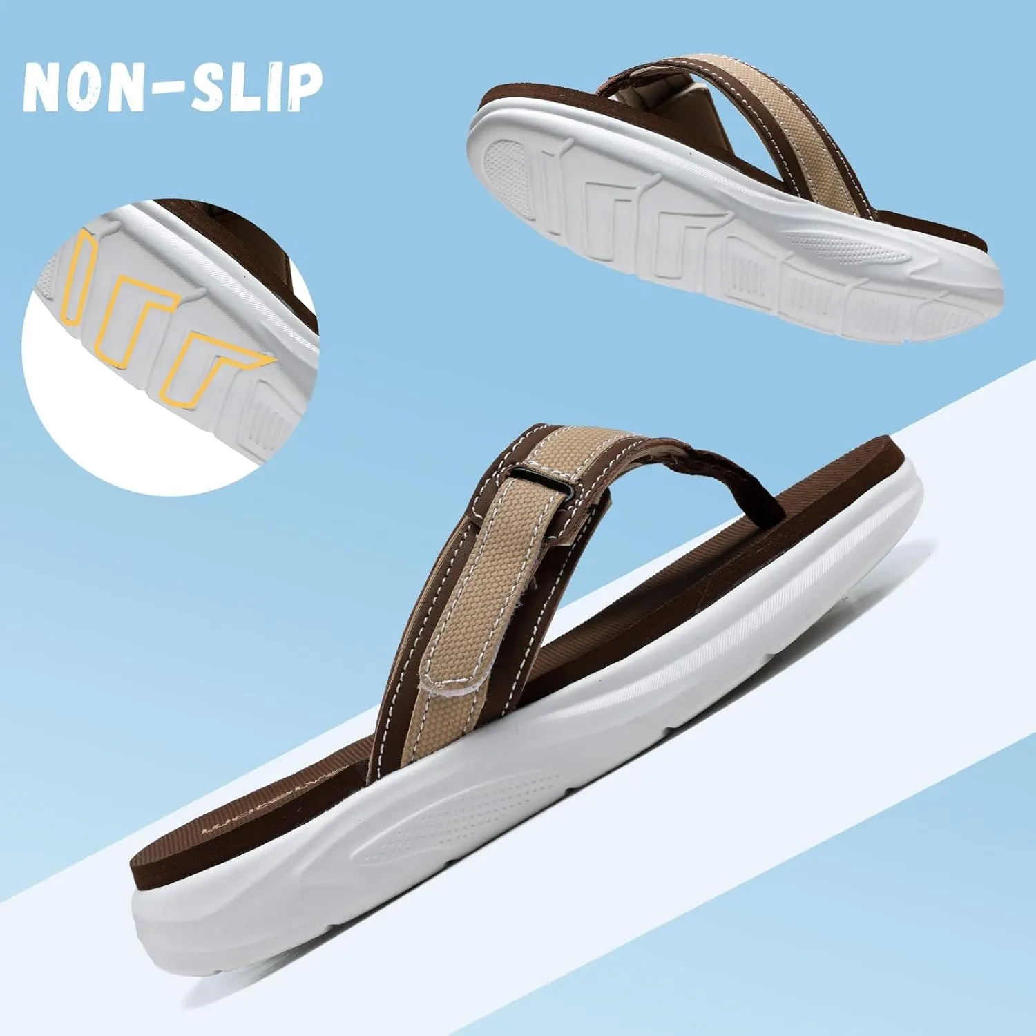 WateLves Kids Flip Flops Boys Girls Adjustable Hook and Loop Sandals Non-Slip Summer Sandal Shoes for Beach Swim Pool (Little Kid/Big Kid)