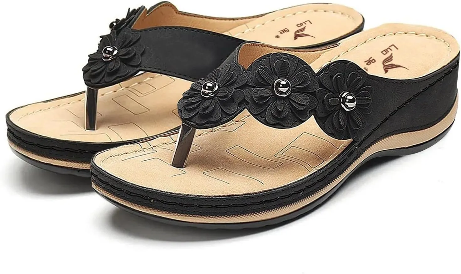 Wedge Sandals for Women Orthopedic Sandals with Arch Support Casual Walking Thong Sandals Open Toe Flip Flops