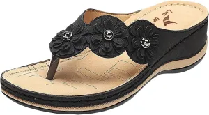 Wedge Sandals for Women Orthopedic Sandals with Arch Support Casual Walking Thong Sandals Open Toe Flip Flops