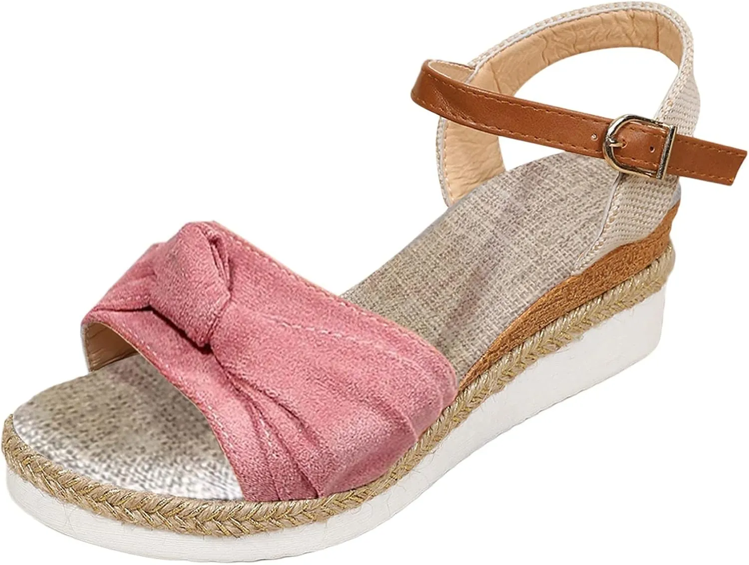 Women's Comfort Orthopedic Sandals: Open Toe Espadrille Wedge Sandals for Women Platform Ankle Strap High Heels Summer Beach Walking Casual Flats Shoes