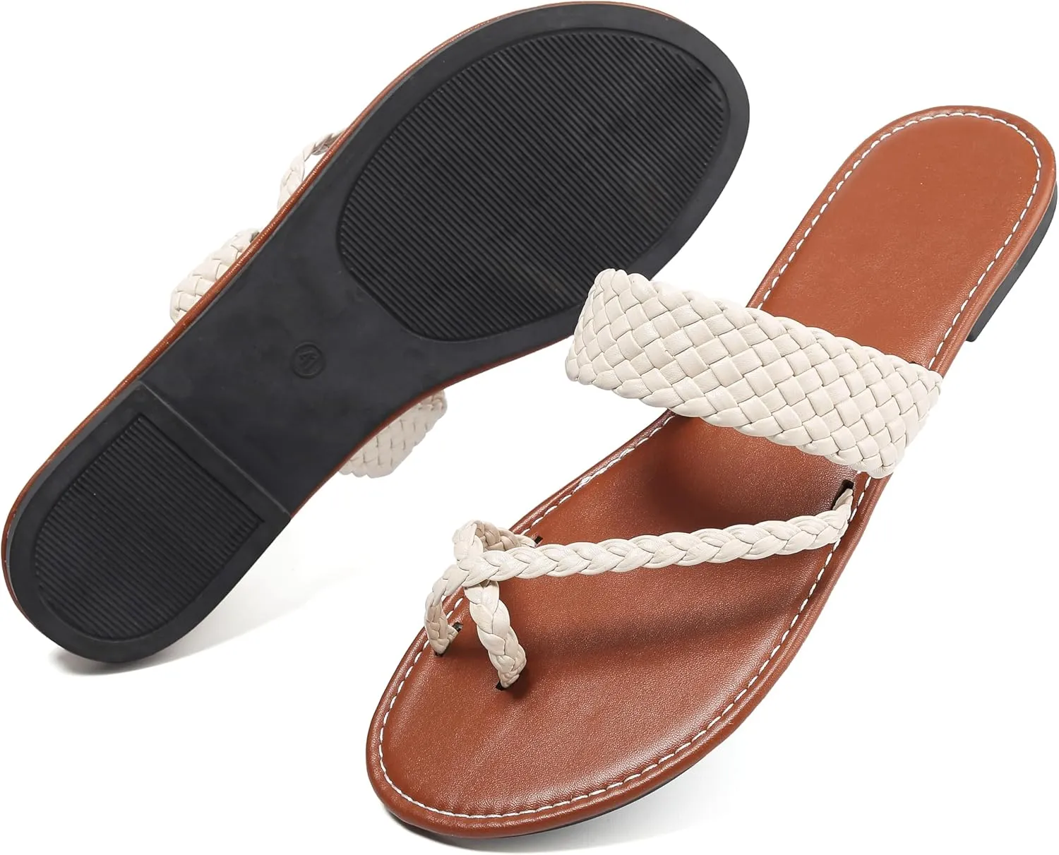 Women's Flat Sandals Casual Summer Sandals Dress Fashion Round Open Flip Flop Thong Sandals