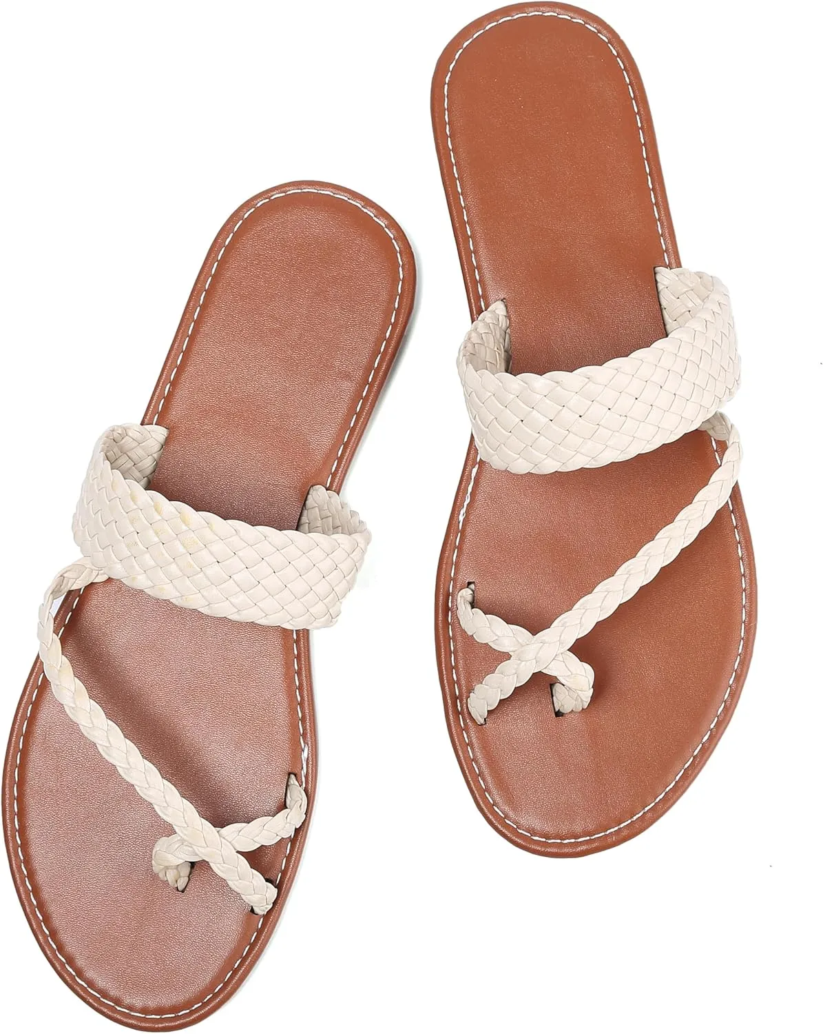Women's Flat Sandals Casual Summer Sandals Dress Fashion Round Open Flip Flop Thong Sandals