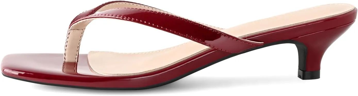 Women’s Flip-Flops Kitten Heels Thong Sandals For Women Square Toe Slip On Fashion Summer Dress Sandals