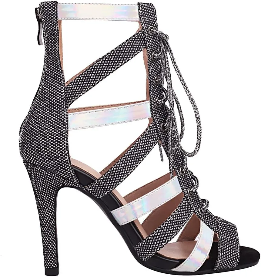 Women's Gladiator Booties Fashion Peep Toe Booties for Women Open Toe Roman Booties for Women