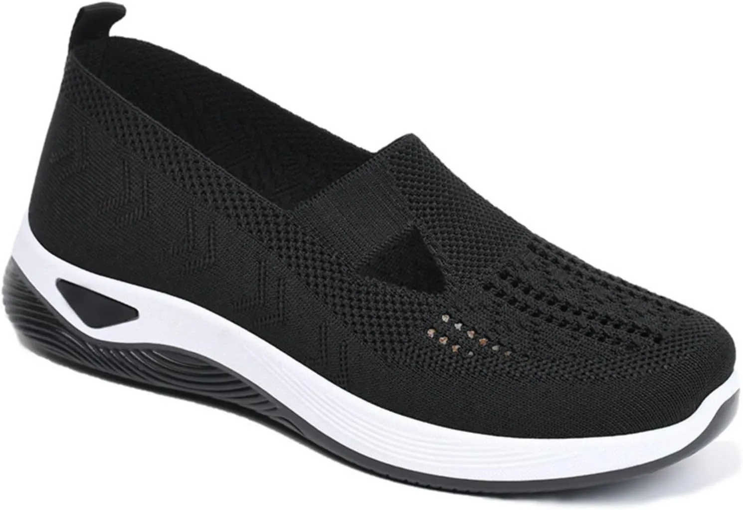 Women's Orthopedic Shoes Walking Loafer Lightweight Loose fit Sneaker Woven Breathable Soft Soled Sandal Wide and Bulky Shoes Black 37