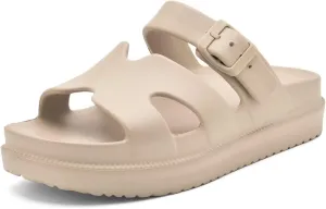 Womens Platform Sandals with Arch Support, Summer Beach Slides Adjustable Buckle, Women Comfort Lightweight Chunky Cushion Slip on H-Strap Sandal