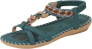 Womens Sandals Comfortable Dressy,Retro Braided Rope Flats Shoes Arch Support Beach Sandals Slip On Walking Sandals