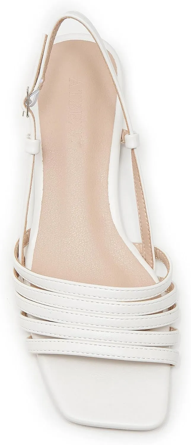 Women's Slingback Flats Sandals Open Square Toe Adjustable Ankle Strap Gladiator Flat-Sandal Summer Dresssy Cute Low Heel Shoes