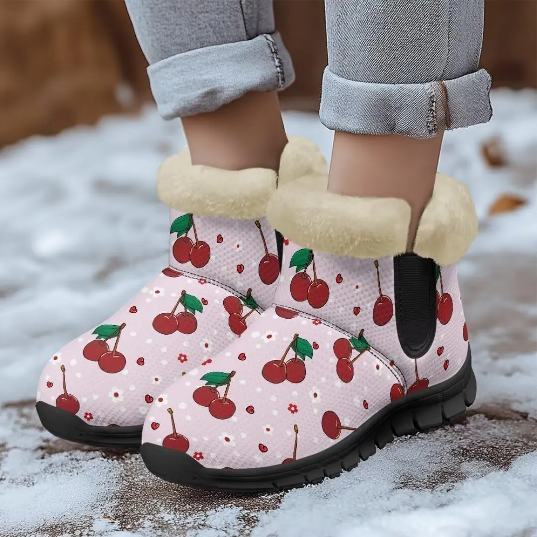 Womens Snow Boots Fur Lined Warm Booties Winter Shoes Anti-Skid Lightweight Ankle Boots Casual Wear
