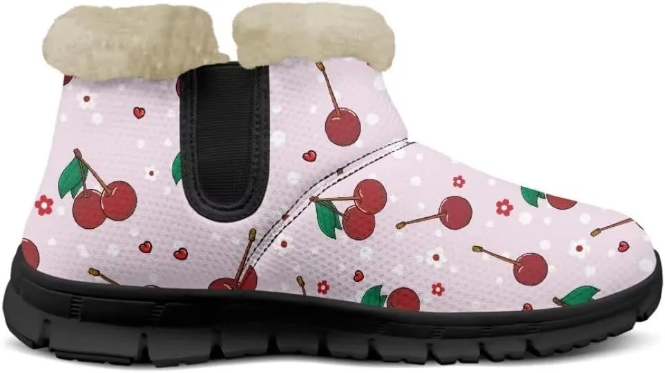 Womens Snow Boots Fur Lined Warm Booties Winter Shoes Anti-Skid Lightweight Ankle Boots Casual Wear