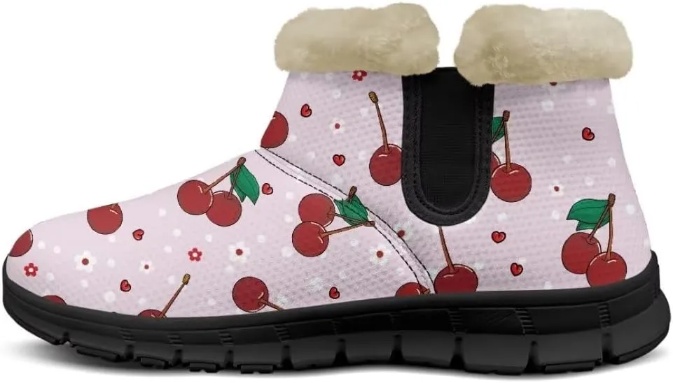 Womens Snow Boots Fur Lined Warm Booties Winter Shoes Anti-Skid Lightweight Ankle Boots Casual Wear