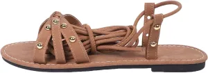 Women's Strappy Sandals Lace Up Flats Tie Up Open Toe Ankle Strap Gladiator Sandal Summer Wide Width Dress Shoes