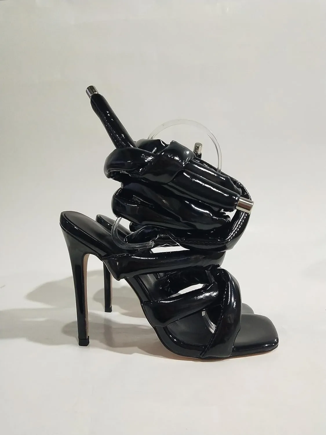 Yishaweiqi Strappy Sandals for Women Rope Lace up Gladiator Sandals Sexy Square Open Toe Stiletto High Heels Tie Up Heeled Sandals for Women